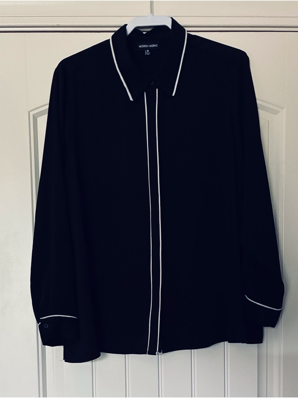 Modern Works Black Long Sleeve With White Piping